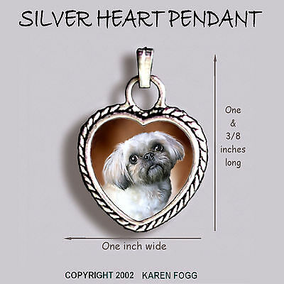 Lhasa Apso / Shih Tzu Dog - Ornate Heart Pendant Tibetan Silver