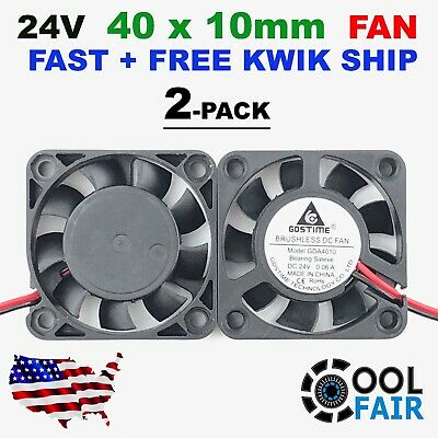 24v 40mm Cooling Case Fan 4010 40x40x10mm Dc Reprap 3d Printer 2-pin 2 Pcs