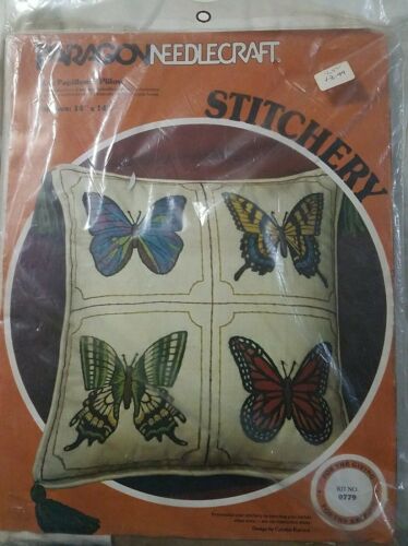 Paragon Stitchery Needlecraft Kit 14"×14" Les Papillons Pillow # 0779