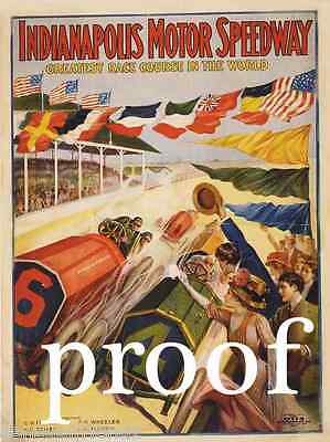 Indianapolis Indy 500 Auto Racing Speedway Automobile Car Ad 1909 Poster Large