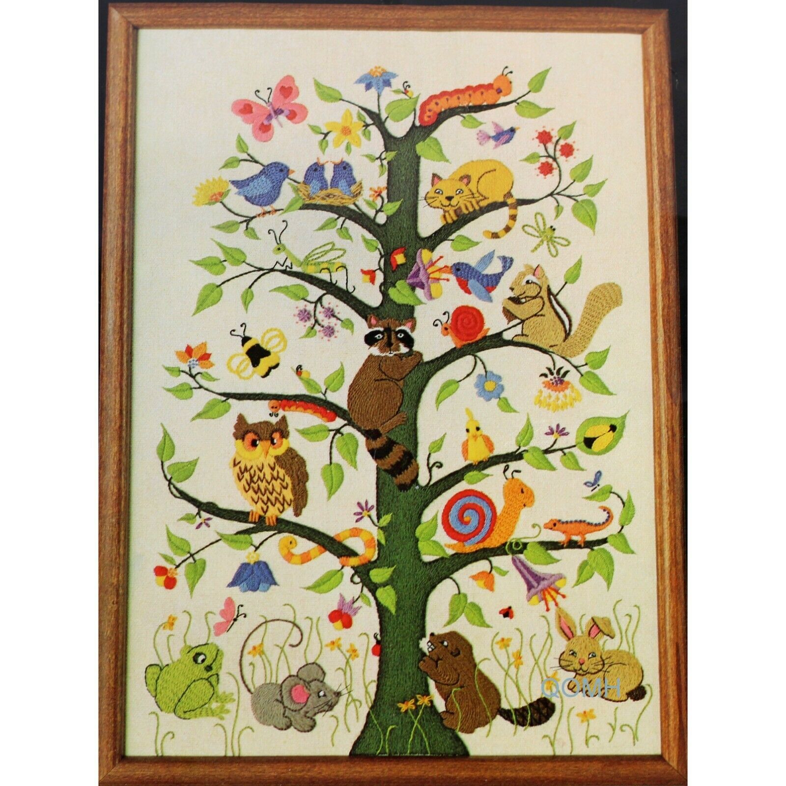 Tree Of Life Vintage Crewel Embroidery Kit Ellen Silver Owl Frog Bluebirds