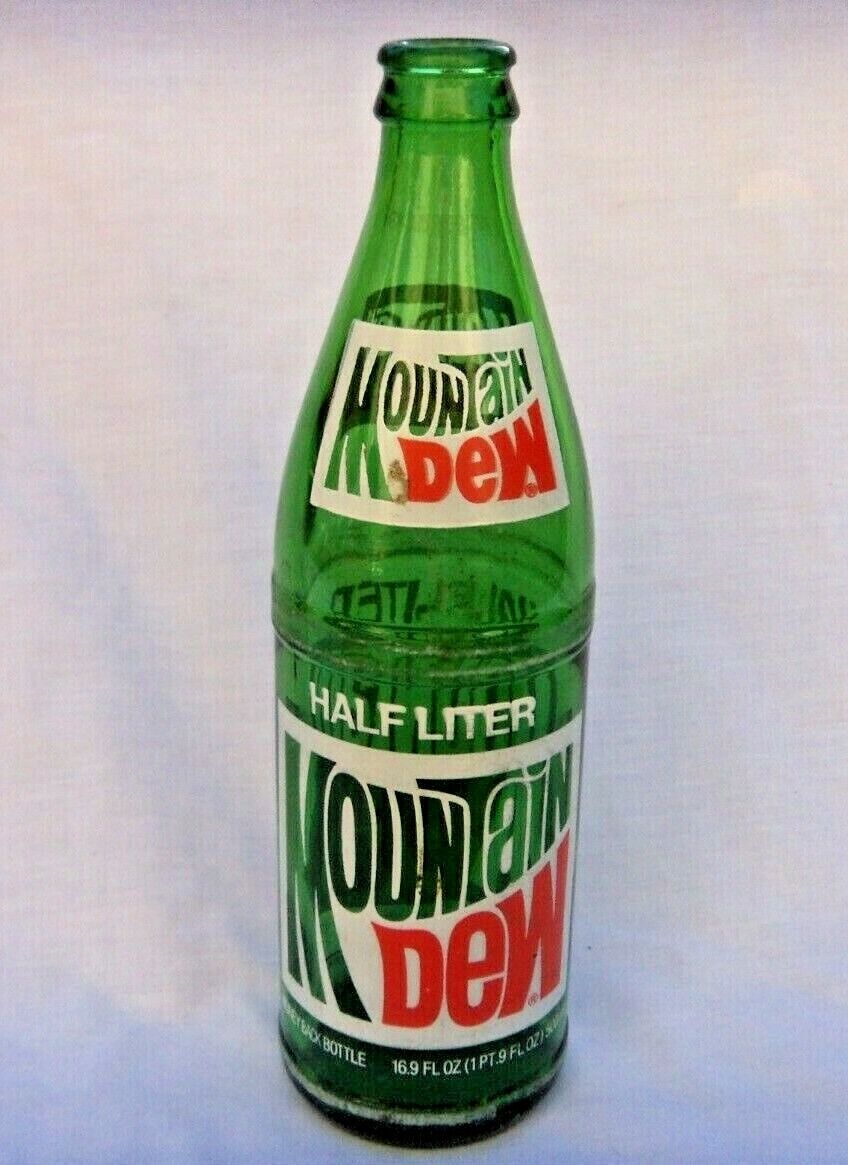 Vintage Half Liter Mountain Dew Glass Bottle