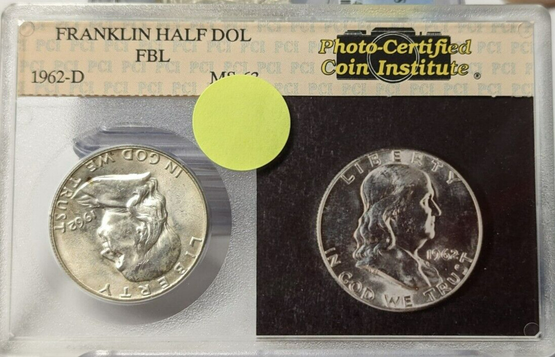 1962-d Franklin Half Doll - Old Pci Photo Holder - High Grade Uncirculated - C34