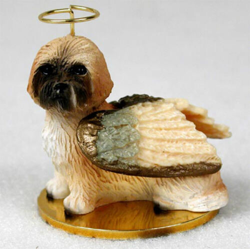 Lhasa Apso Ornament Angel Figurine Hand Painted Brown Sport Cut