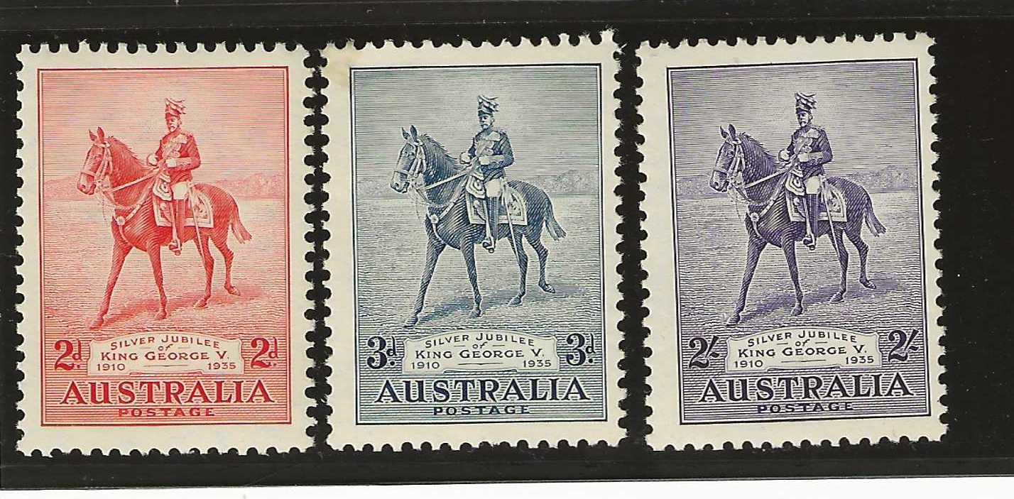 Australia Scott #152-#154 Mint Never Hinged 1935 King George V On Anzak Og F/vf