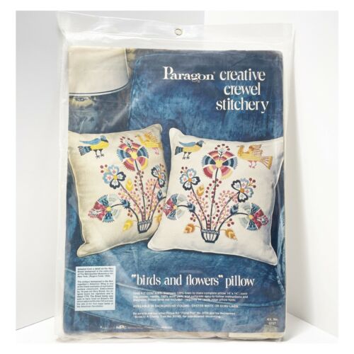 Vintage 1973 Paragon Birds And Flowers Pillow Creative Stitchery Embroidery Kit