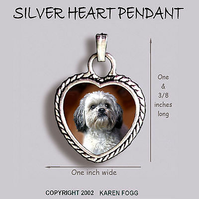 Lhasa Apso Dog Sweet Face - Ornate Heart Pendant Tibetan Silver