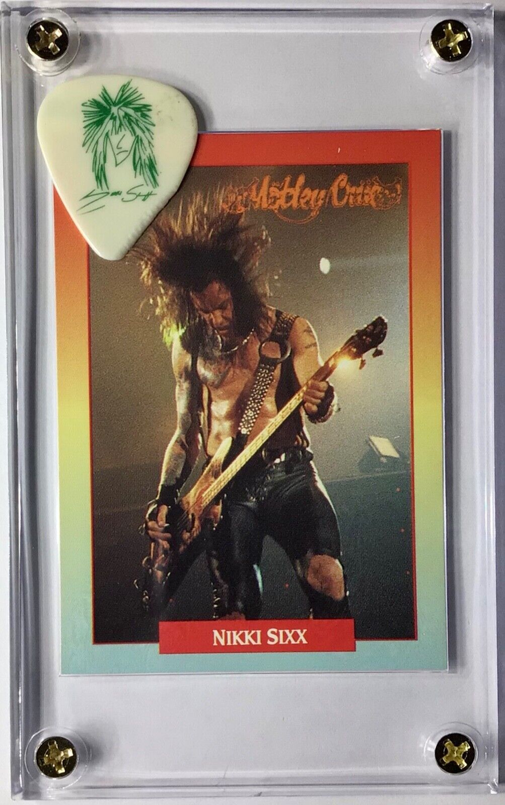 Motley Crue Nikki Sixx Used Dr. Feelgood Guitar Pick /rockstars Card #18 Display