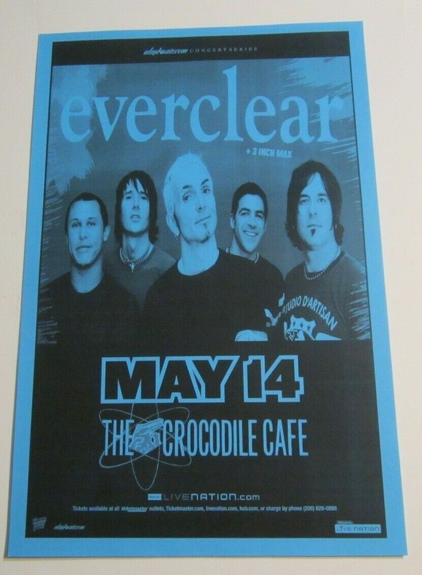 Everclear 2007 Original Seattle Concert Show Poster + 3 Inch Max
