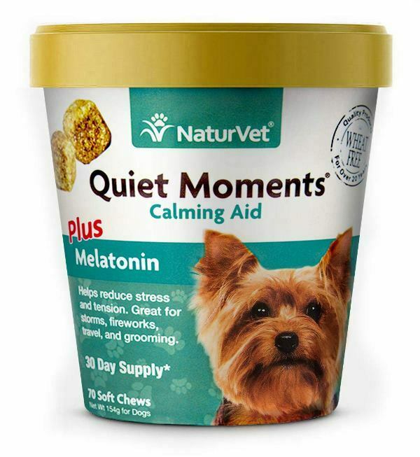 Naturvet Quiet Moments Plus Melatonin Calming Aid For Dogs 70 Count Soft Chew