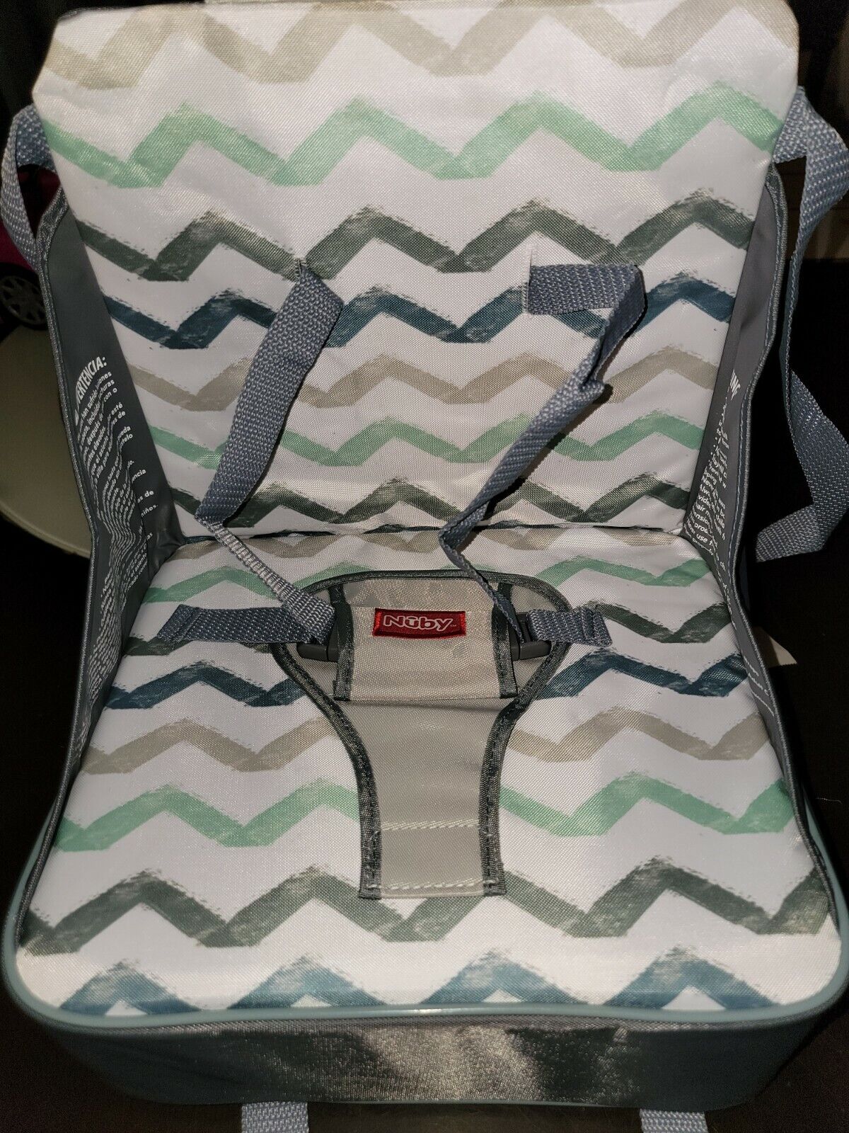 Nuby Easy Go Safety Lightweight High Chair Booster Seat, Great For Travel, Gray