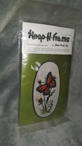 Vintage Monarch Butterfly Crewel Embroidery Kit June Cooper 70s Unopened Nos