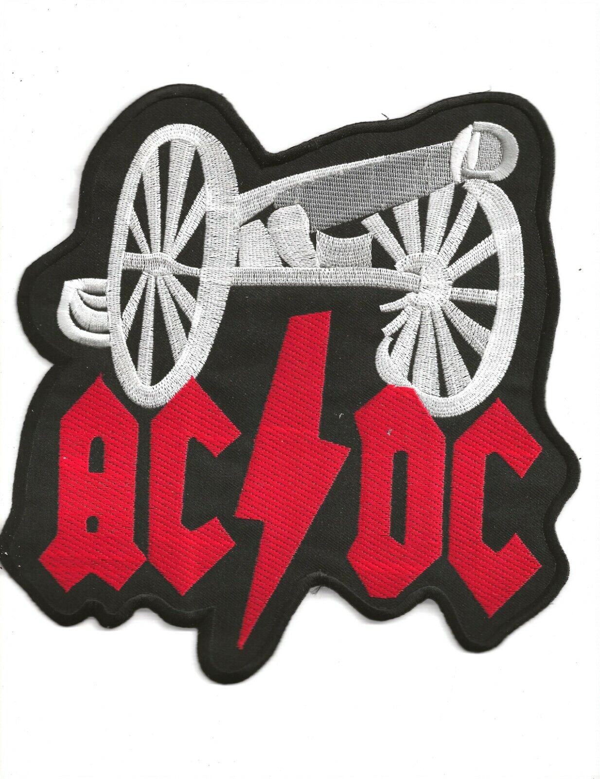 New 8 X 8 1/2 Inch Ac/dc Cannon Iron On Patch Free Shipping