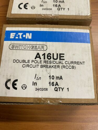 Eaton A16ue Double Pole Residual Current Circuit Breaker 16a 10ma 240v **nib**