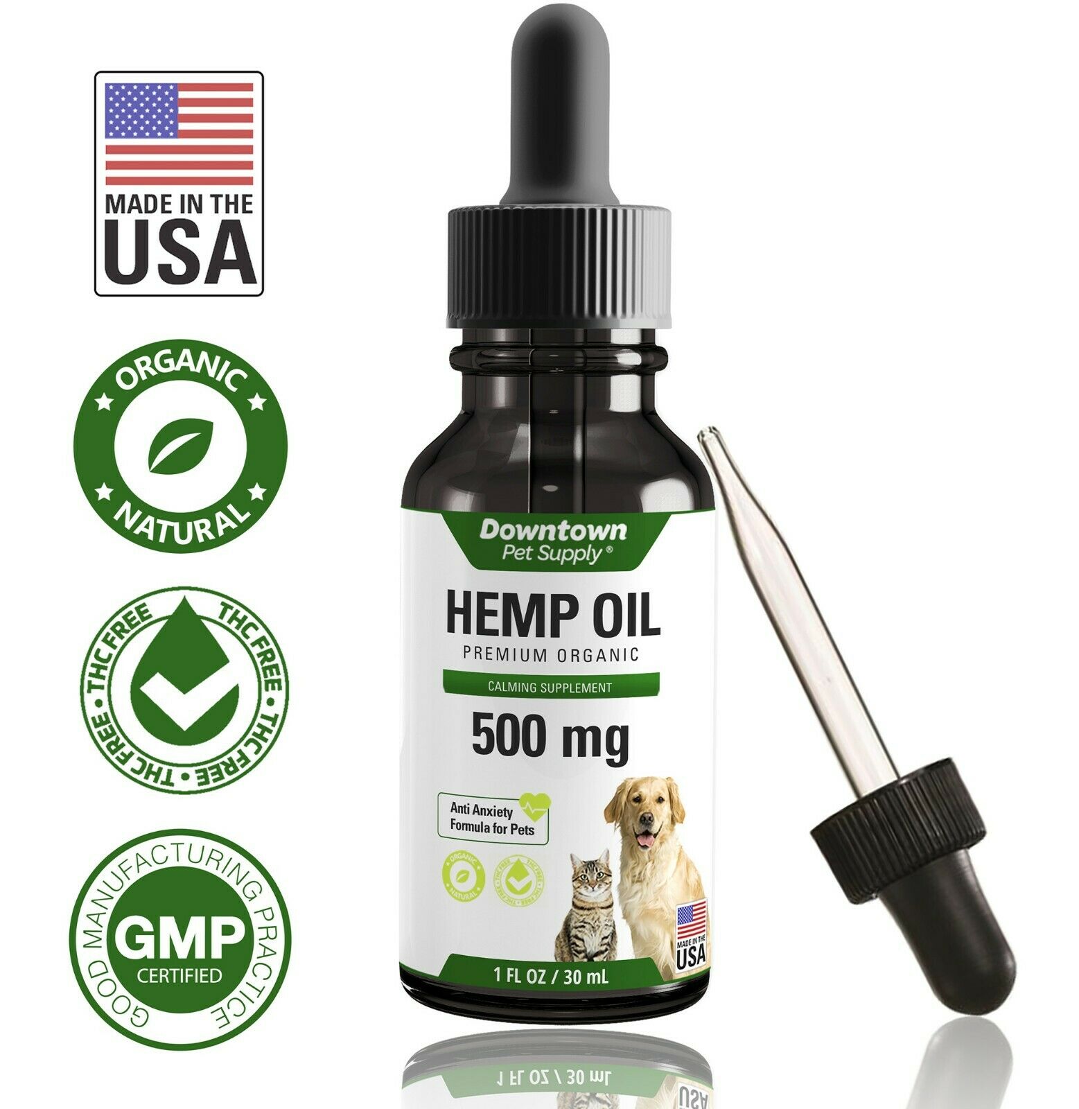 Organic 500 Mg Hemp Oil For Dogs Cats 100% Pure Hemp Oil For Stress Joint Health