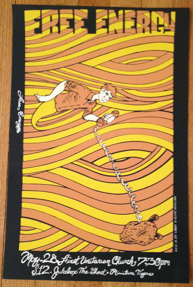 Free Energy Philly Poster W/ Jukebox The Ghost Miniature Tigers 13x19" #24 Of 50