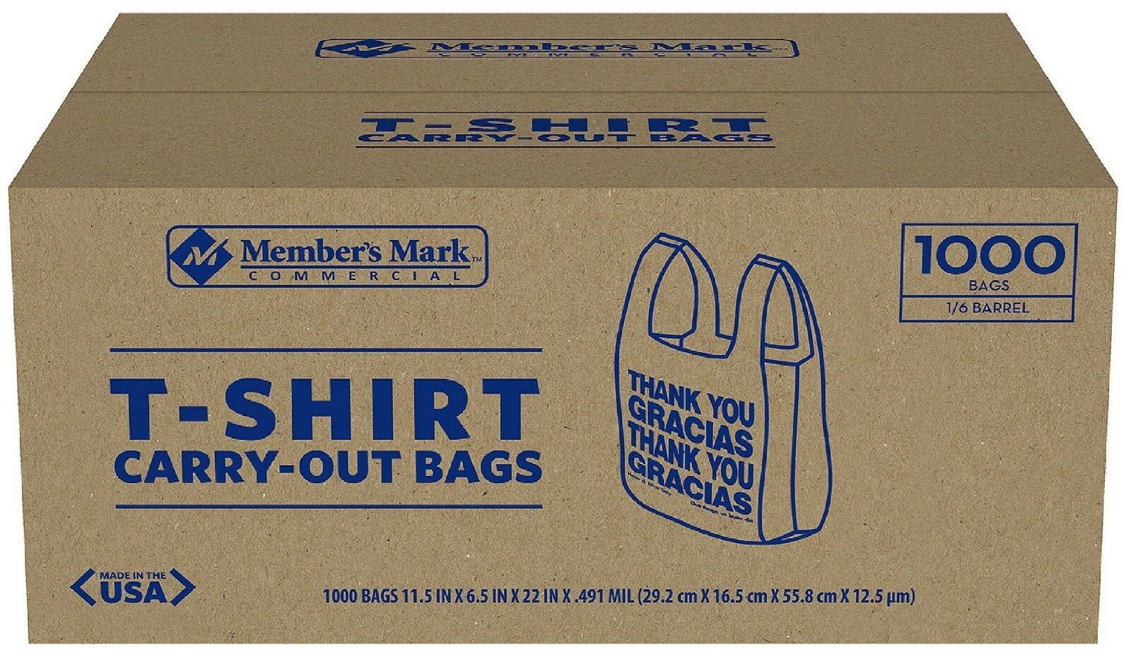 Member's Mark T-shirt Carry-out Bags 1,000 Ct Grocery Stores, Convenience Stores