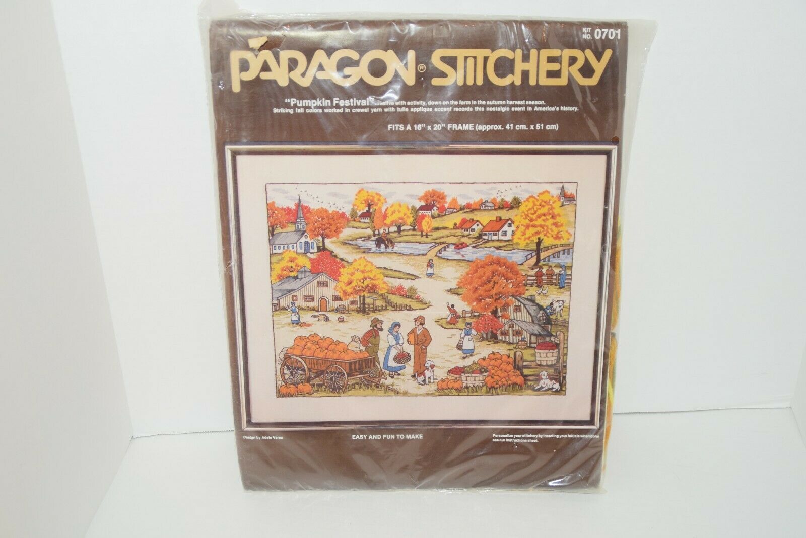 Vintage Paragon "pumpkin Festival" Crewel Stitchery Kit 0701 New Kit 16" X 20"