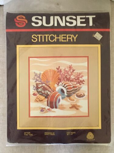 New Sunset Stitchery After The Tide #2204 Crewel Embroidery Kit Shells