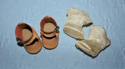 Antique Vogue Composition Toddles Doll Original Stamped Oil Cloth Shoes W/ Socks