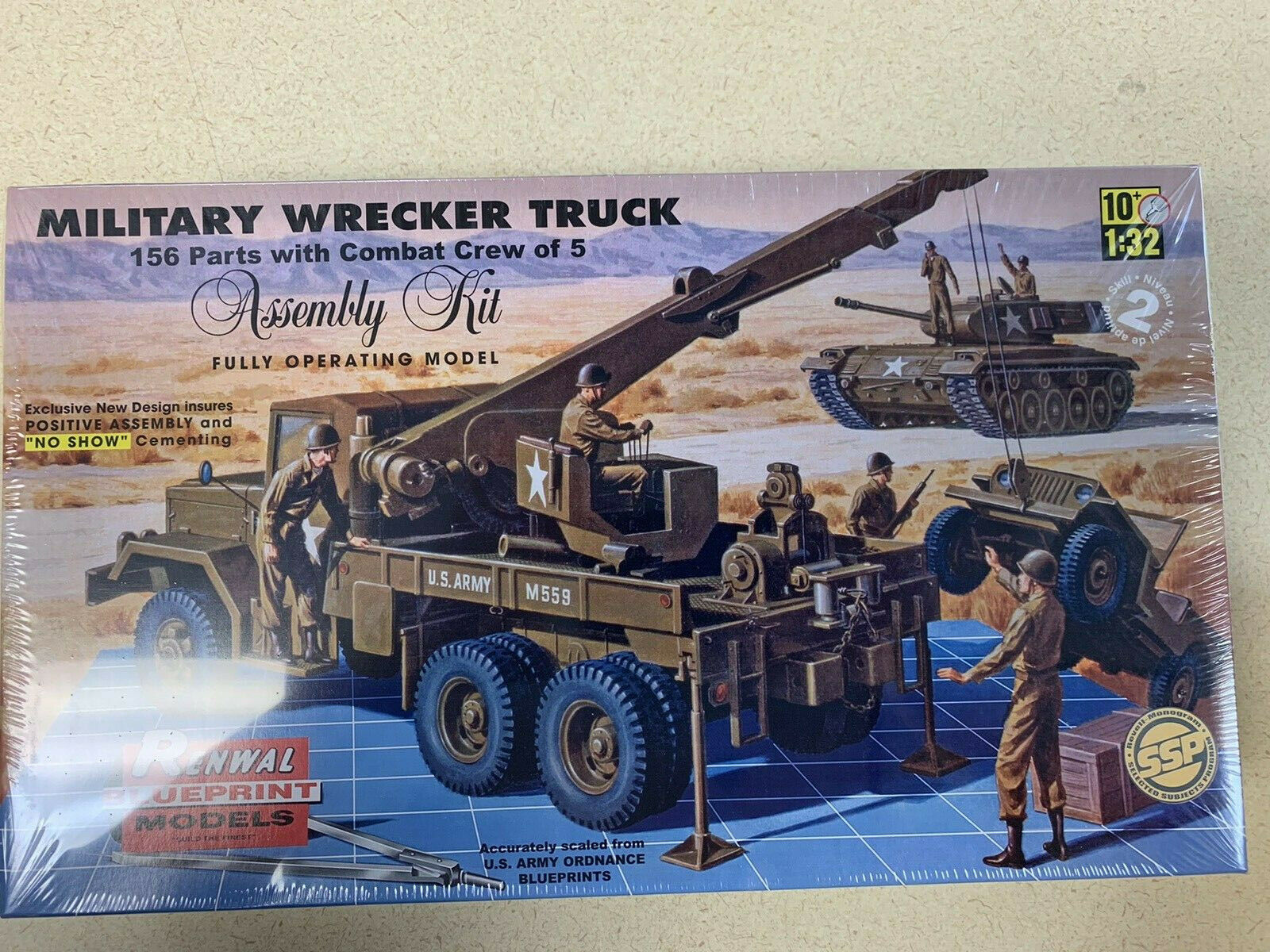 New In Shrink Renwal Blueprint Models, 1:32 Military Wrecker Truck Pn- 85-7816