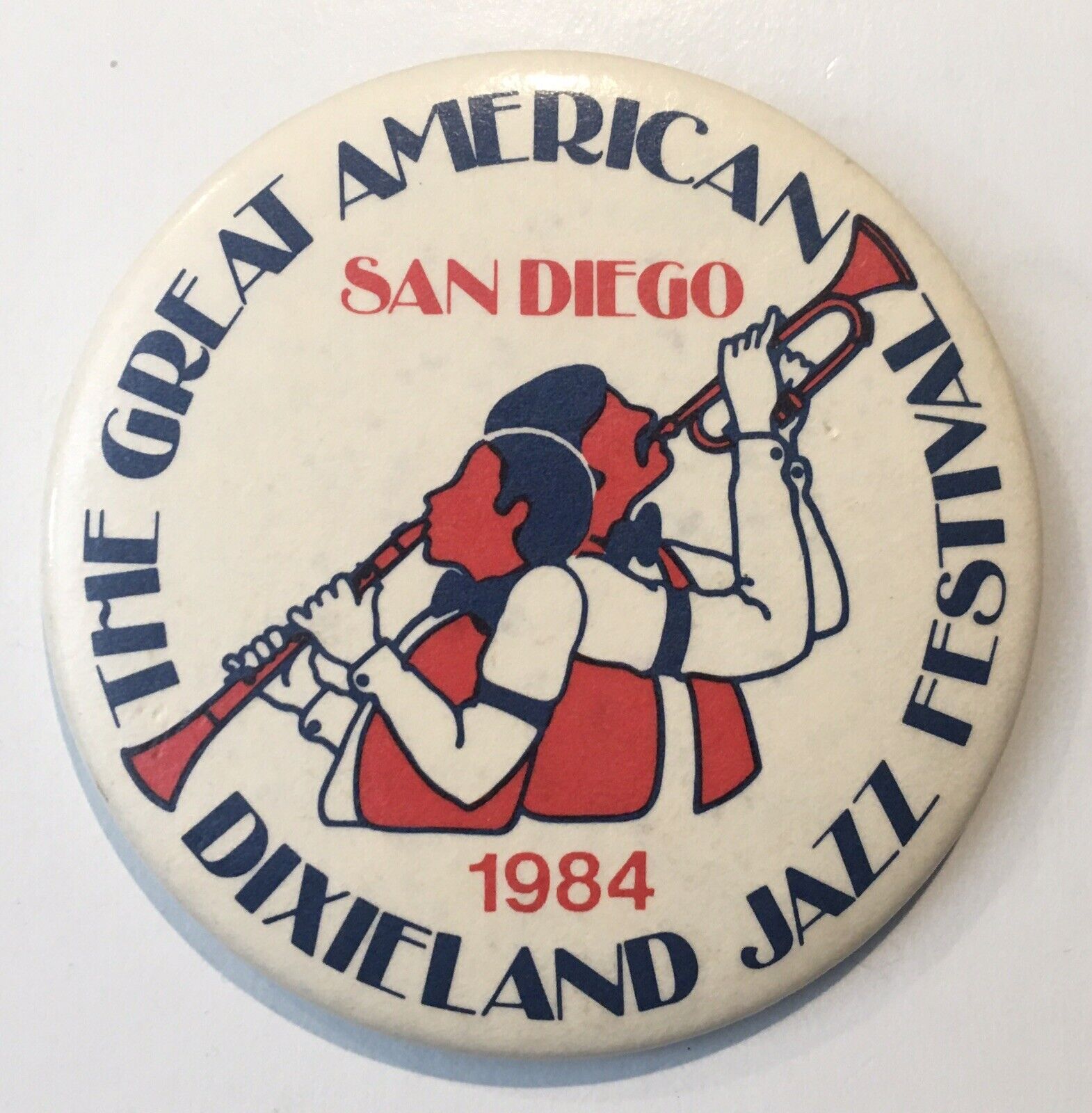 1984 Great American Dixieland Jazz Festival Pinback Button 2 15/16” San Diego