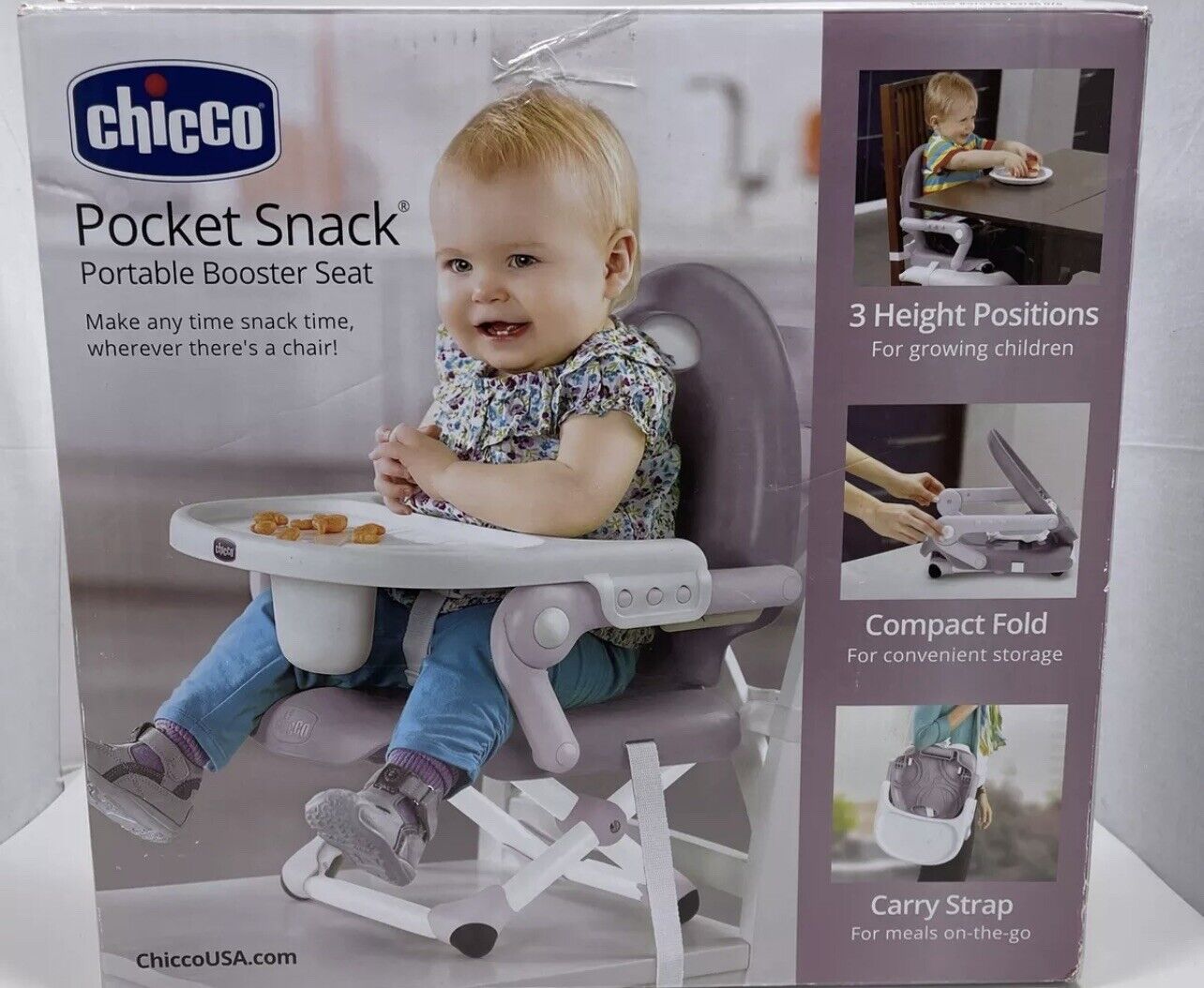 Chicco Pocket Snack Baby Todder Booster Seat, Portable And Safe New Without Box