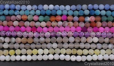 Colorful Matte Fire Crackle Agate Gemstones Round Beads 4mm 6mm 8mm 10mm 15"