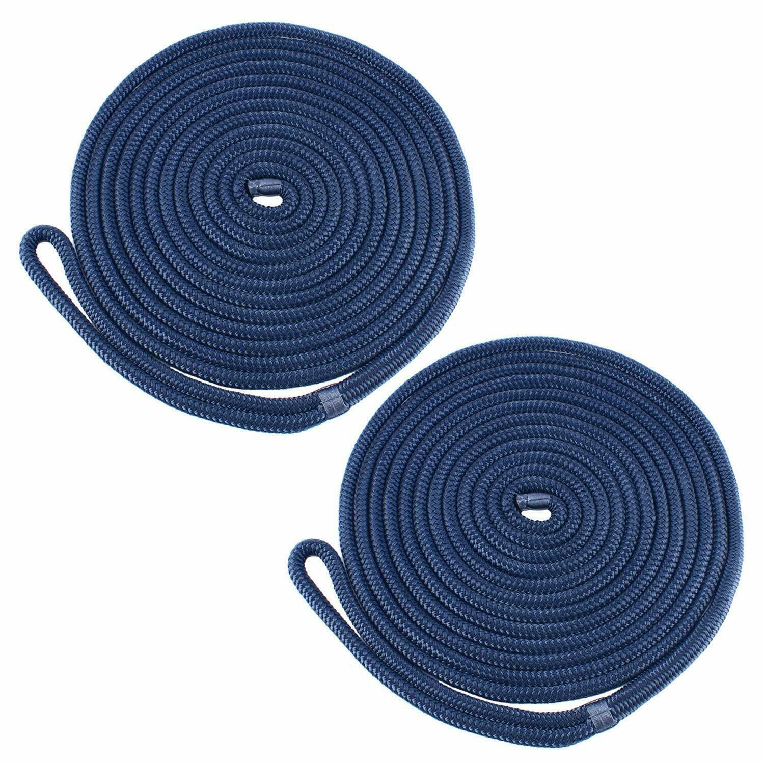 2 Pcs 1/2 Inch 25ft Dock Line Double Braid Mooring Rope Anchor Line Amarine Made