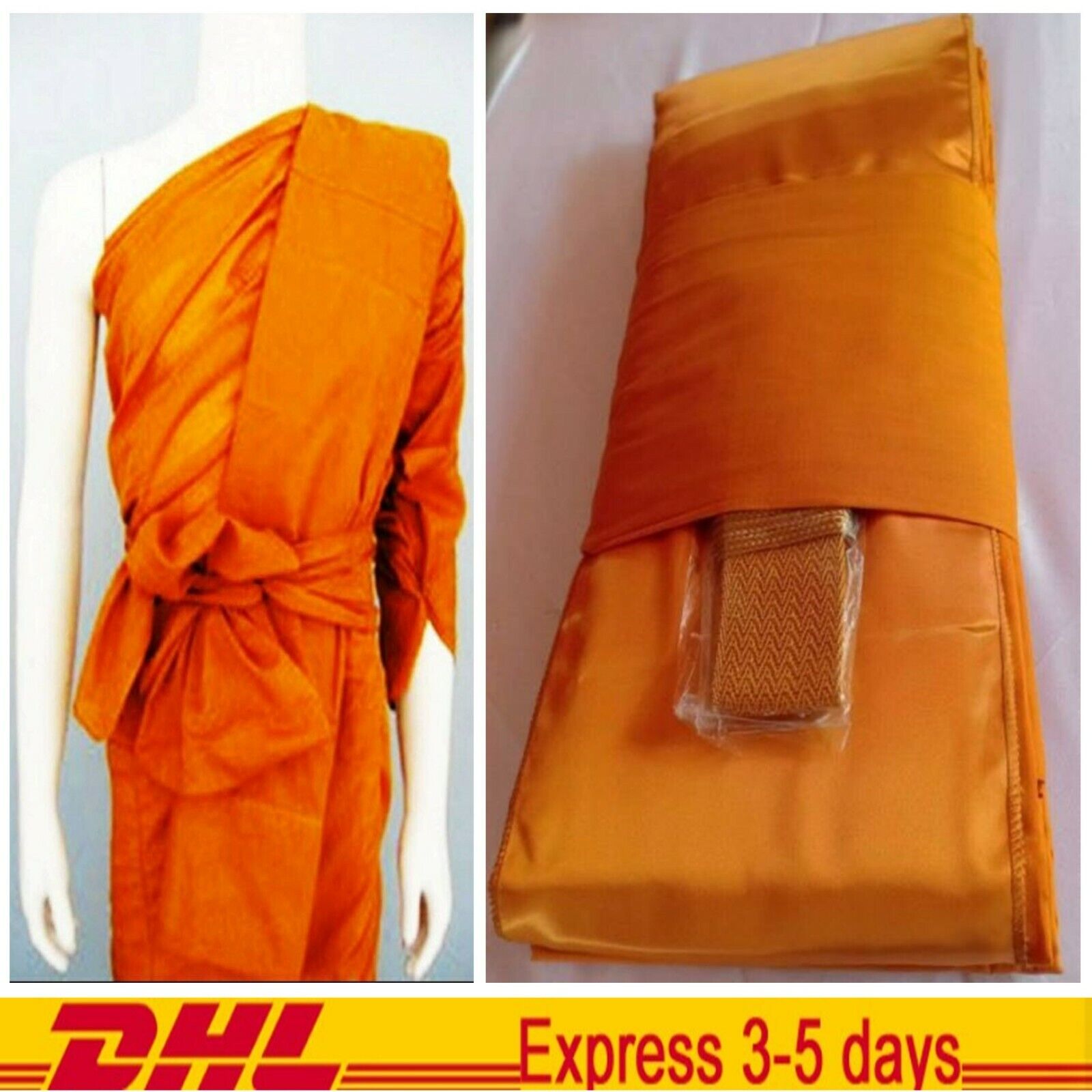 Set Of 7 Pcs. Thai Buddhist's Robe Premium Monk Clothing Ji Worn Temple Thailand