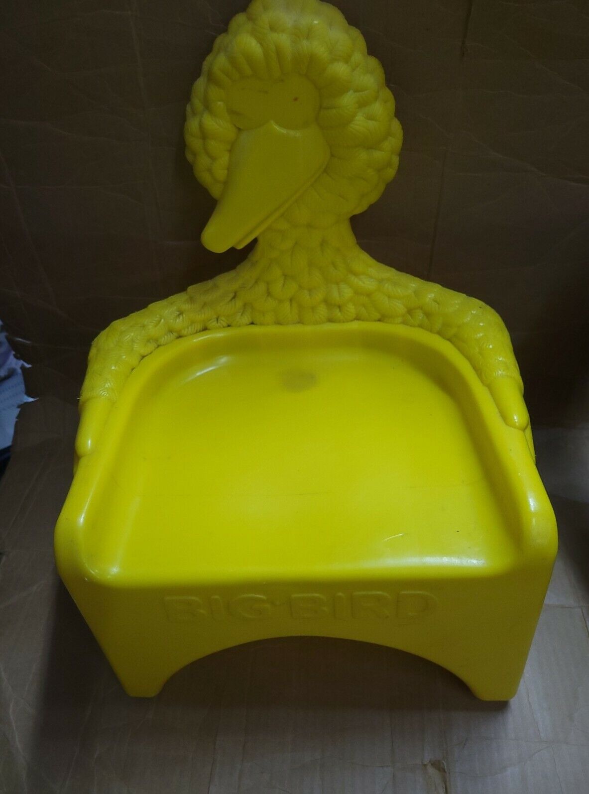 Ideal Inc. Sesame Street Yellow Big Bird Booster Seat, High Chair Plastic 1980s