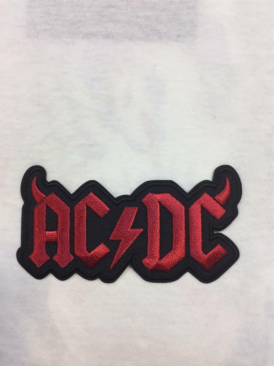 Official Licensed - Ac/dc - Logo With Horns Iron On Patch Rock Angus