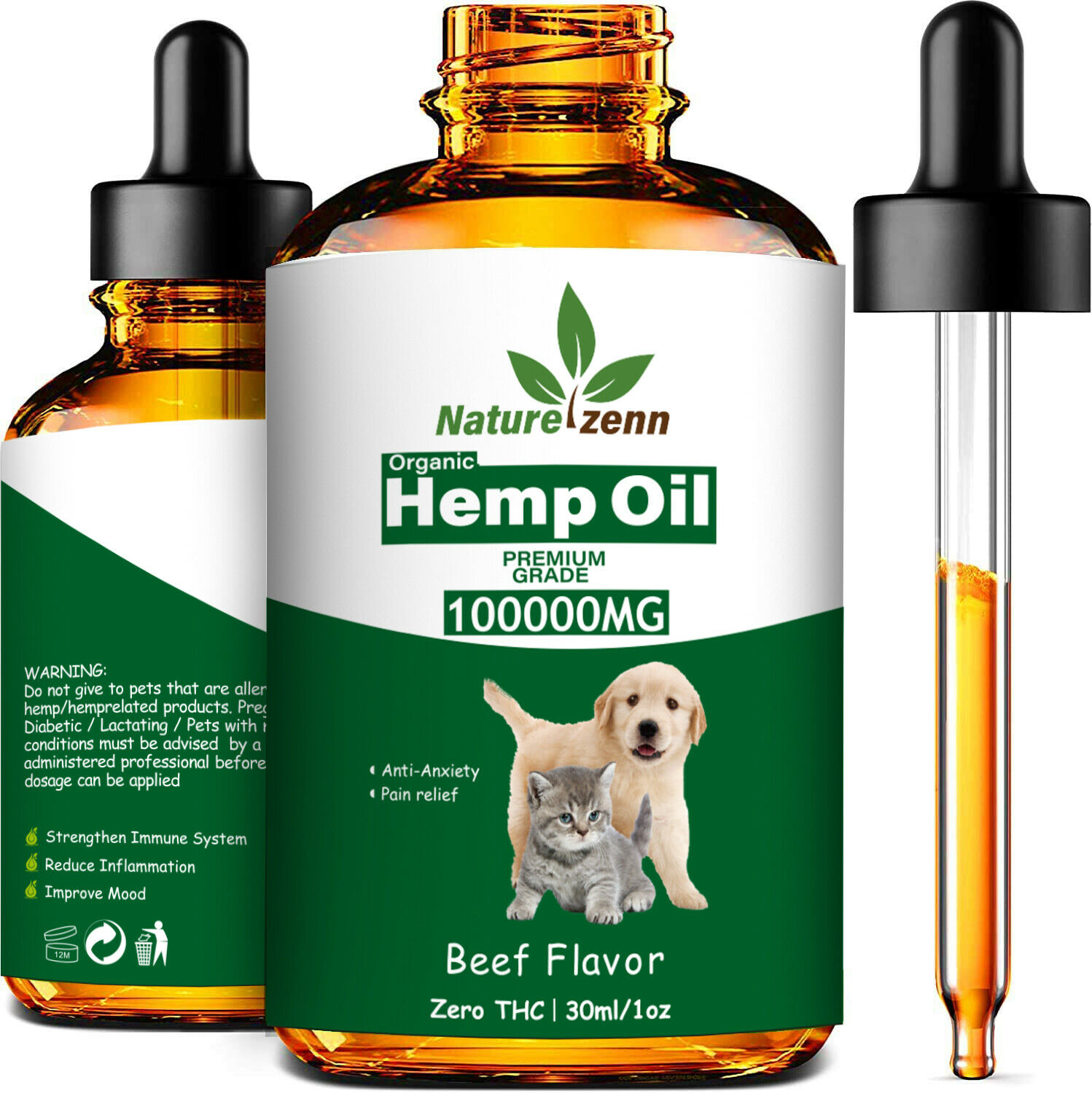 Premium -hemp Oil For Dogs Cats Pets 100000mg - Calming Drops -100% Organic
