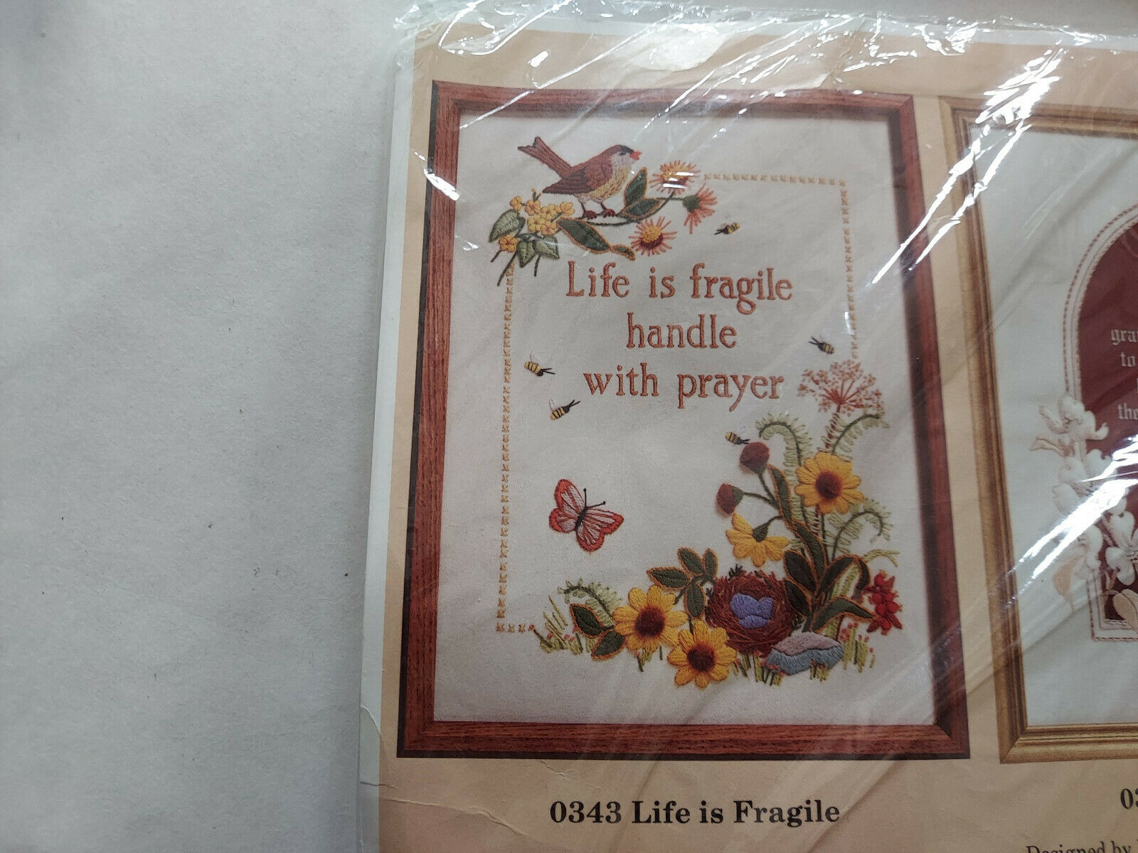 The Creative Circle "life Is Fragile" Crewel Kit 0343 Size 12" X 16" Sealed