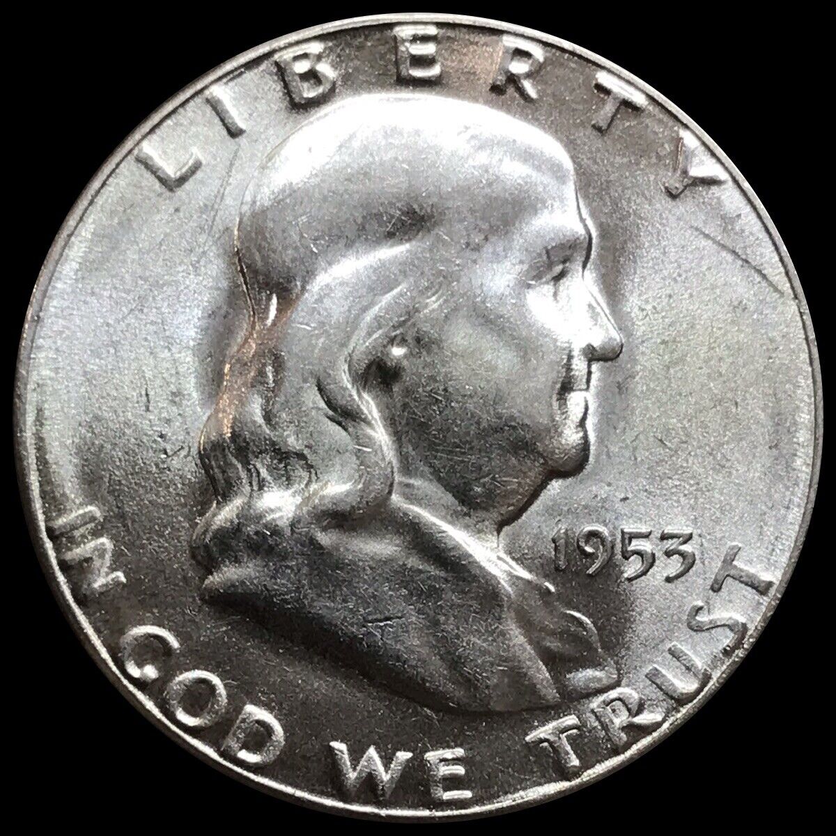 1953-s Franklin Half Dollar 50c Silver Coin (f103)