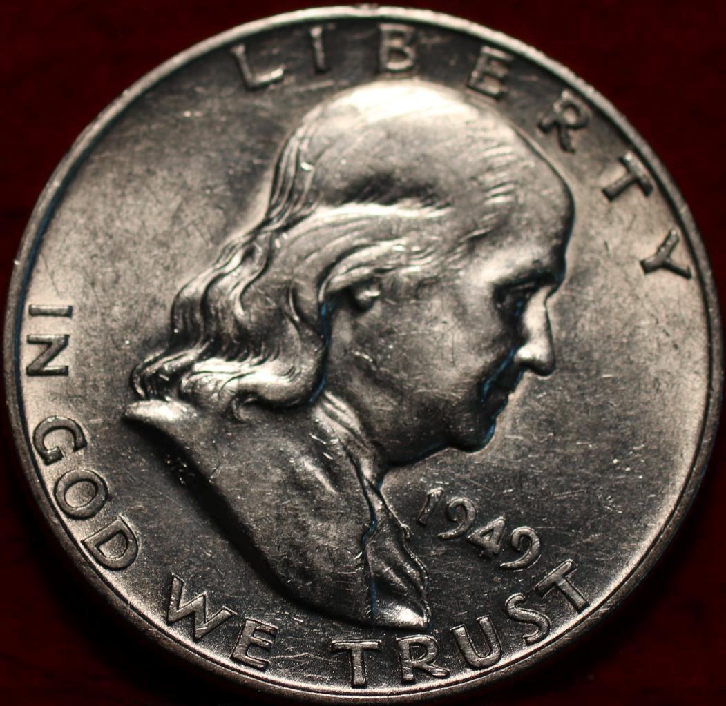 Uncirculated 1949-d Denver Mint Silver Franklin Half