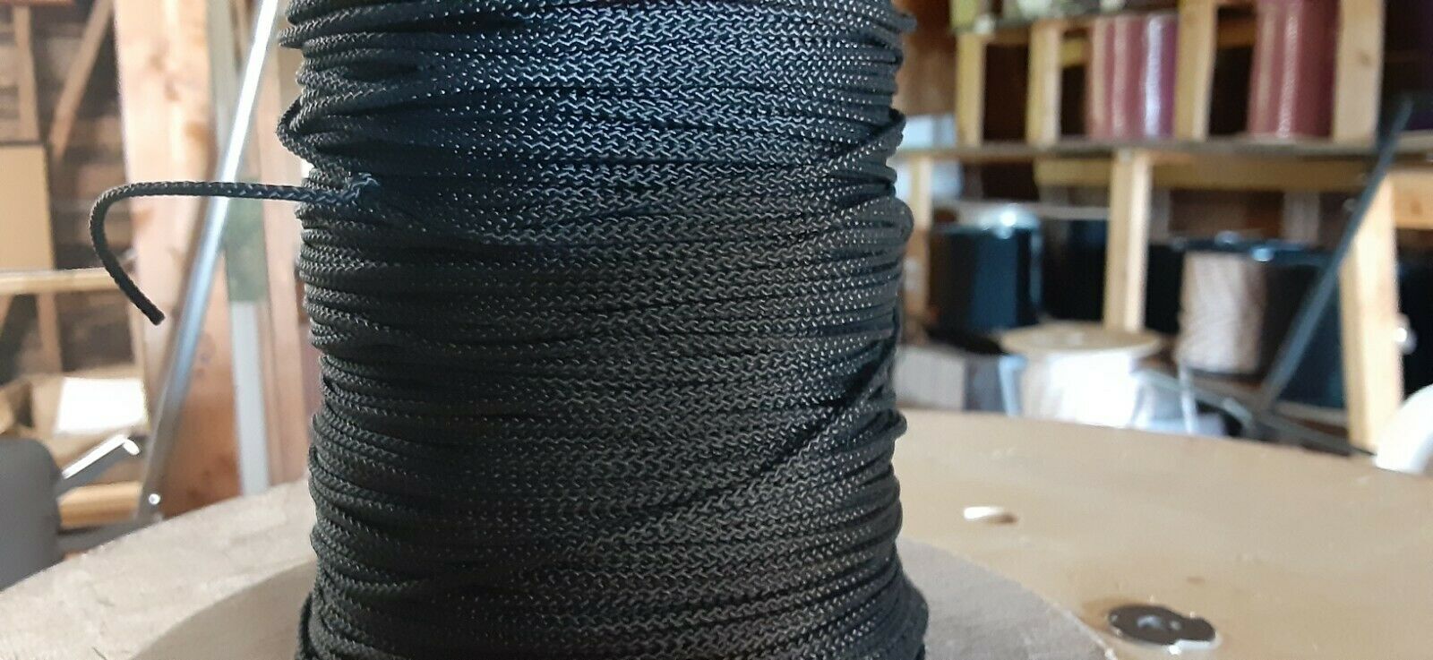 1/16 " X 750 Ft. Diamond Braid Polyester Rope Spool.black . No Core