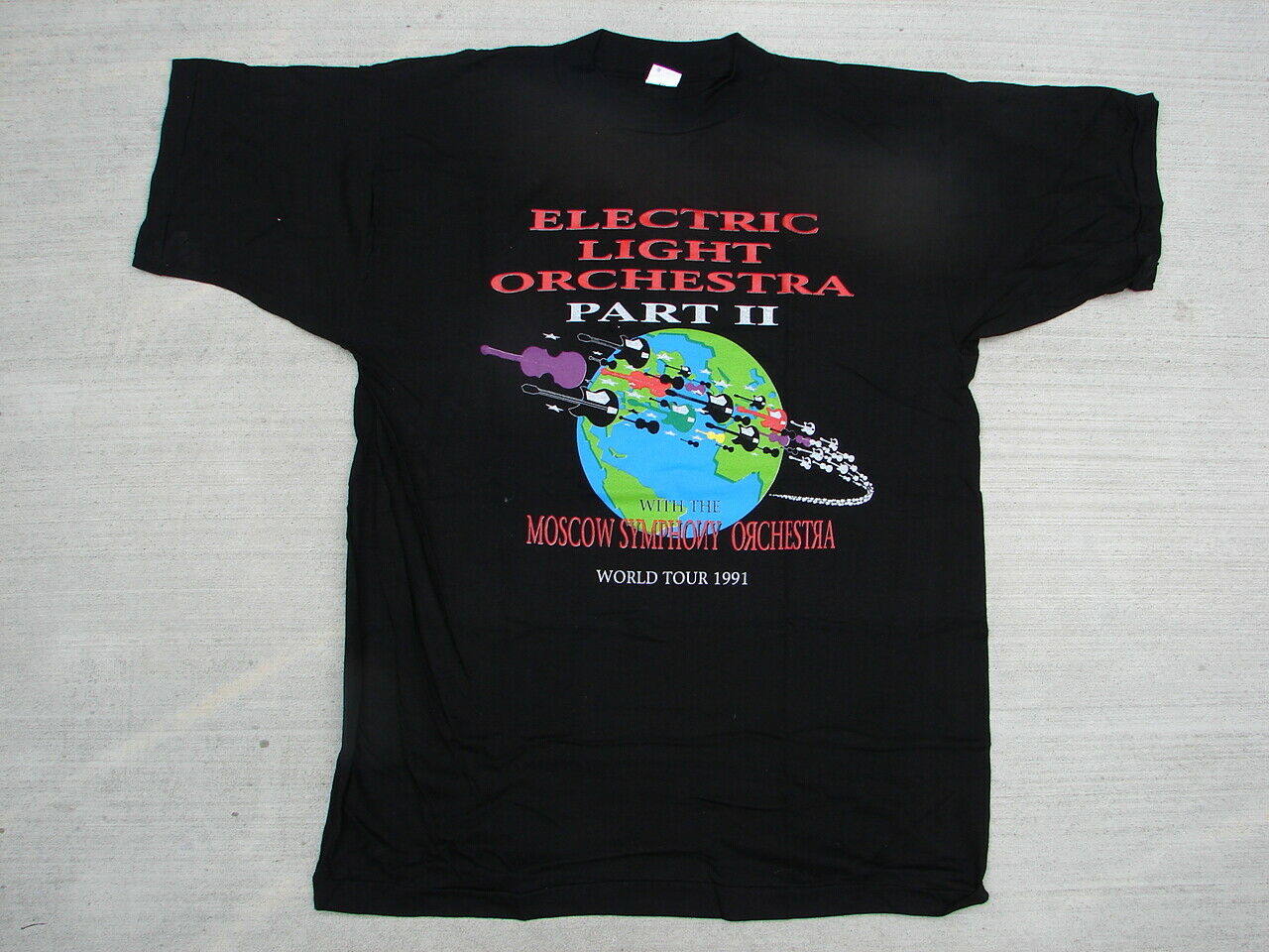 Vtg Elo Part Ii 1991 Uk World Tour W-dates T-shirt Rock Electric Light Orchestra