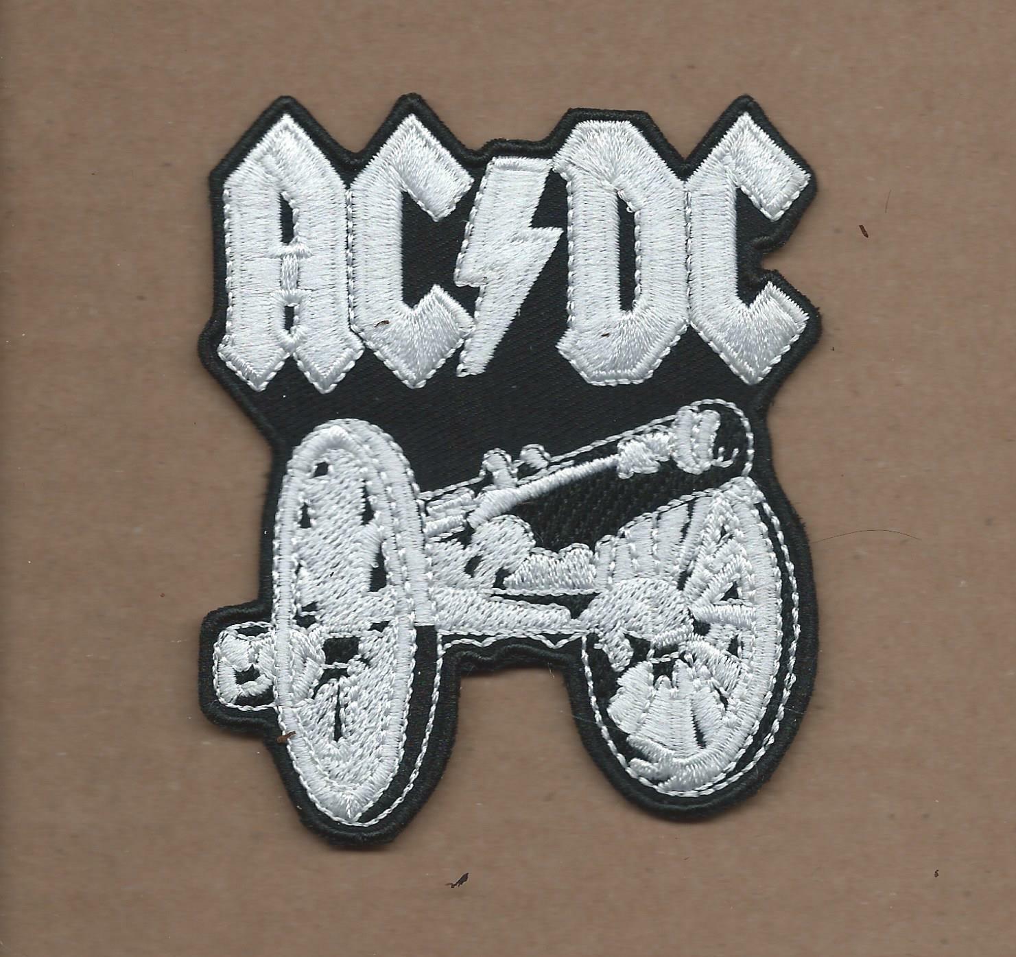 New 3 X 3 1/2 Inch Ac/dc W/cannon Iron On Patch Free Shipping