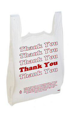Large Plastic Thank You Bags (t-shirt Bags) 18"x8"x30" - Case Of 500