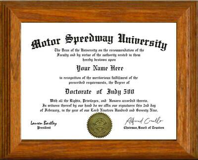 Indy 500 Lover's Doctorate Diploma / Degree Custom Made And Designed For You